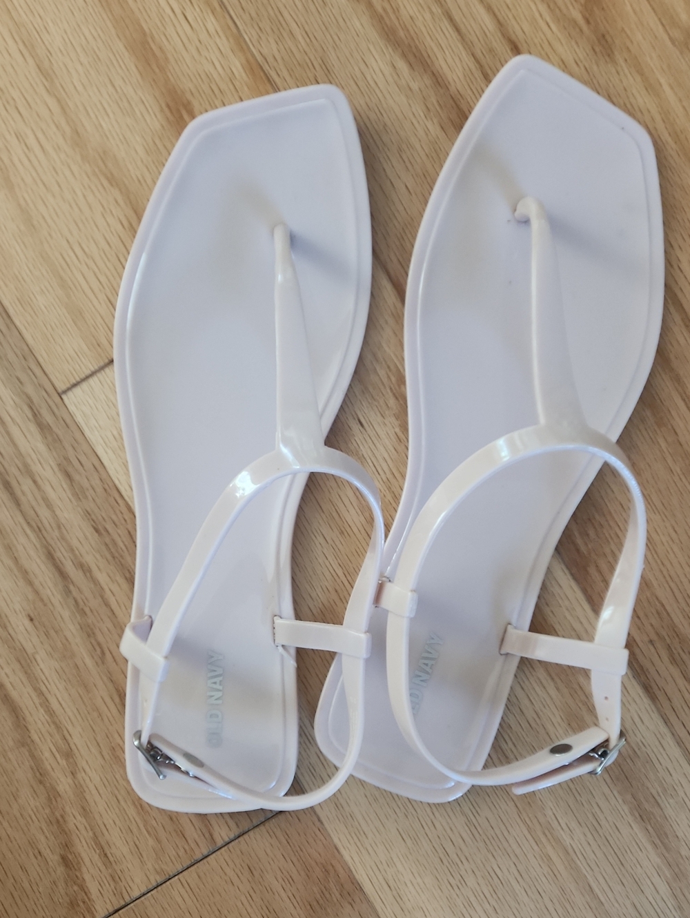 Old Navy Light Peach Nude Jelly T-Strap Sandals with Ankle Strap Size 10